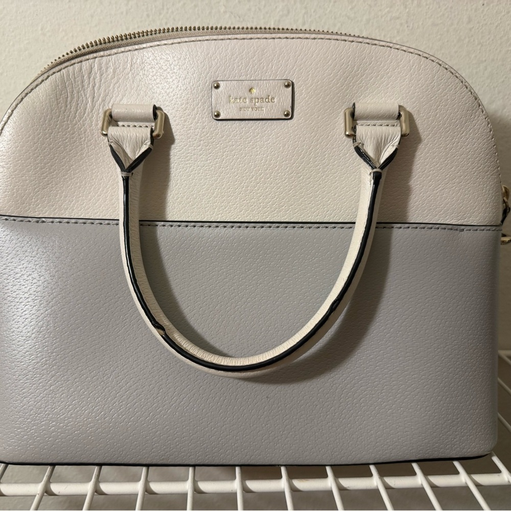 kate spade Two-Tone Cream and Light Gray Dome Satchel
